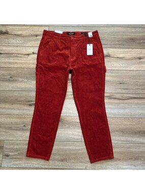Judy Blue Rust Corduroy Jeans SZ 30 High Waist Slim Fit Carpenter Pants NWT